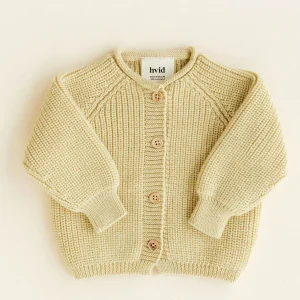 Cardigan i merino uld fra Hvid - Inga Light Yellow
